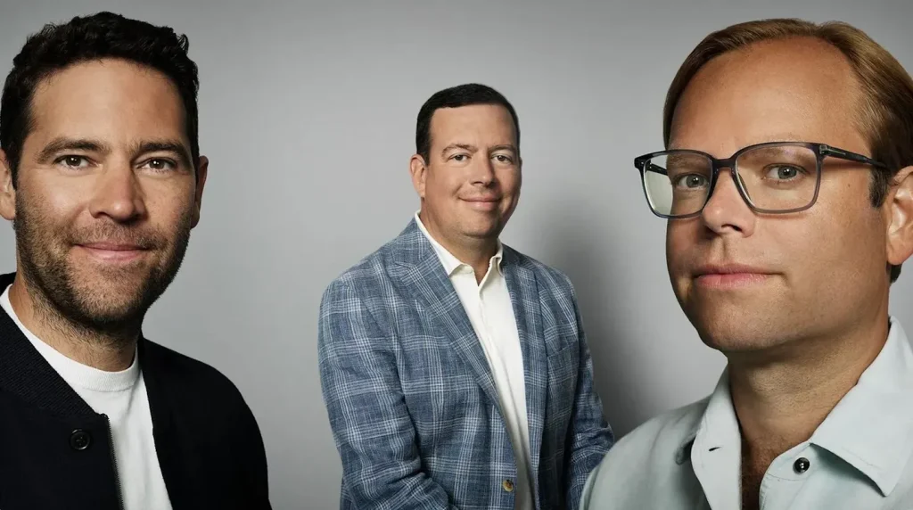 CoreWeave cofounders Brannin McBee, Brian Venturo and Peter Salanki, left to right. © GUERIN BLASK FOR FORBES