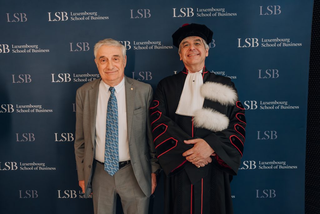 (Professor Joel Mokyr and LSB Dean Patrick Vanhoudt. Photo © Jay Photography)